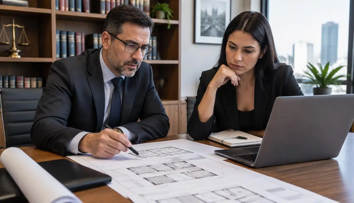Martelo de leilão sobre a mesa ao lado de uma maquete de casa